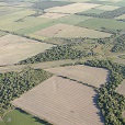 Vista aérea de lotes de cultivo y remanentes de bosque